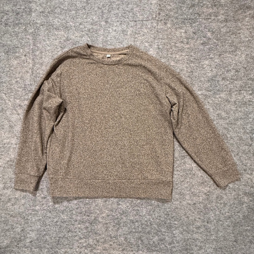 Uniqlo Mens Medium Brown Marl Long Sleeve Crewneck Pullover Sweatshirt